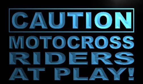 Caution Motocross Rider at Play Neon Light Sign